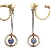 Art Deco Sapphire β& Pearl Drop Earrings 2 Art Deco Sapphire β& Pearl Drop Earrings -Antique Jewellery Company DSC01972
