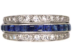 Art Deco 18ct White Gold Flip Over Ring Set With Diamonds, Sapphires & Rubies 10 Art Deco 18ct White Gold Flip Over Ring Set With Diamonds, Sapphires & Rubies -Antique Jewellery Company DSC01975