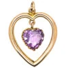 Edwardian 9ct Gold Heart Shaped Pendant With Heart Shaped Amethyst Drop