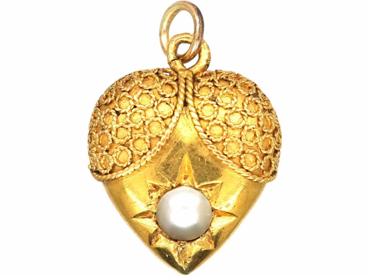 Victorian 15ct Gold Heart Pendant Set With A Natural Split Pearl 3 Victorian 15ct Gold Heart Pendant Set With A Natural Split Pearl