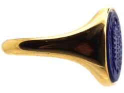 Early 20th Century 18ct Gold Signet Ring Set With Lapis With An Intaglio Of A Viking Boat 8 Early 20th Century 18ct Gold Signet Ring Set With Lapis With An Intaglio Of A Viking Boat -Antique Jewellery Company DSC01996 1
