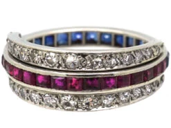 Art Deco 18ct White Gold Flip Over Ring Set With Diamonds, Sapphires & Rubies 15 Art Deco 18ct White Gold Flip Over Ring Set With Diamonds, Sapphires & Rubies -Antique Jewellery Company DSC02002