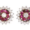 1950’s 18ct White & Yellow Gold, Ruby & Diamond Cluster Earrings