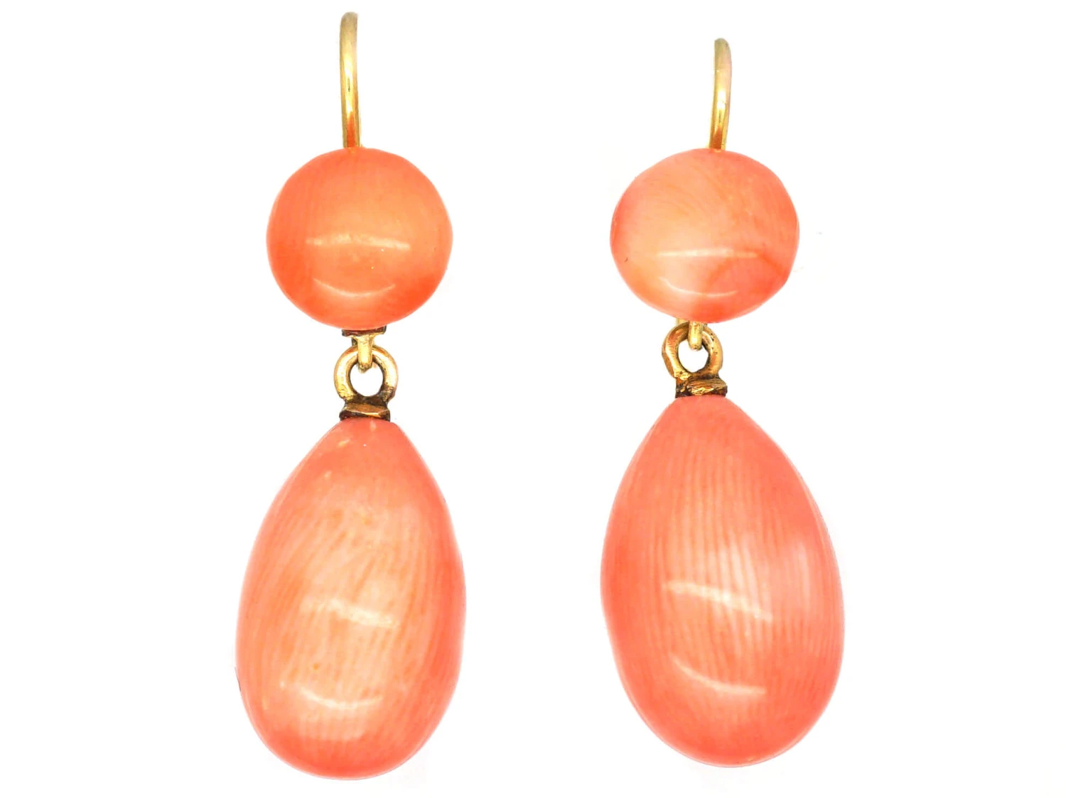 Victorian 15ct Gold & Coral Drop Earrings 3 Victorian 15ct Gold & Coral Drop Earrings