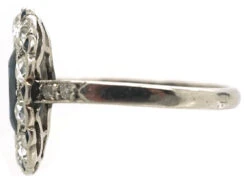 French Platinum, Sapphire & Diamond Oval Cluster Ring 14 French Platinum, Sapphire & Diamond Oval Cluster Ring -Antique Jewellery Company DSC02020