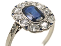 French Platinum, Sapphire & Diamond Oval Cluster Ring 11 French Platinum, Sapphire & Diamond Oval Cluster Ring -Antique Jewellery Company DSC02031