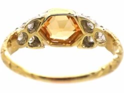 Georgian 18ct Gold, Topaz & Old Mine Cut Diamond Ring -Antique Jewellery Company DSC02036 scaled 1