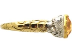 Georgian 18ct Gold, Topaz & Old Mine Cut Diamond Ring -Antique Jewellery Company DSC02046 scaled 1