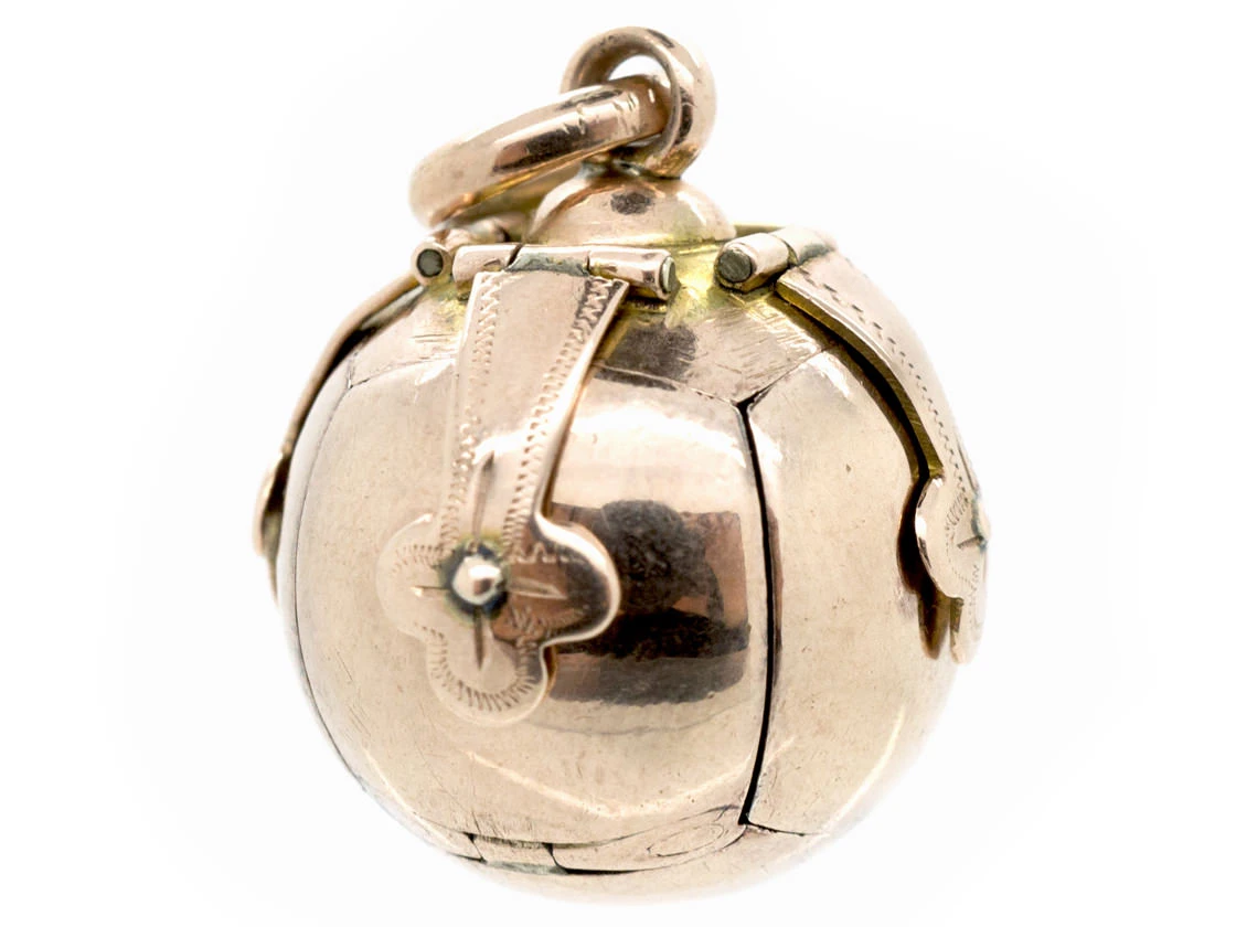9ct Gold & Silver Opening Masonic Ball Pendant 3 9ct Gold & Silver Opening Masonic Ball Pendant