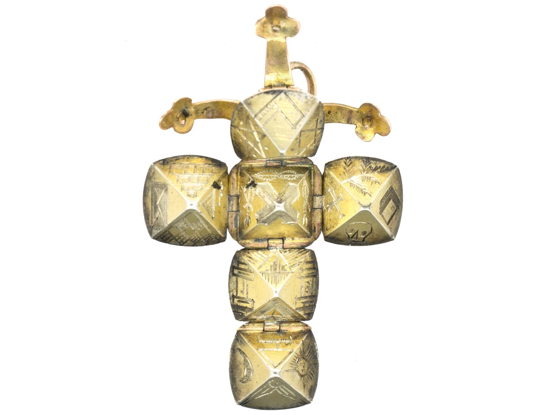 9ct Gold & Silver Opening Masonic Ball Pendant 6 9ct Gold & Silver Opening Masonic Ball Pendant - Image 4