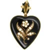 Large 18ct Gold Victorian Heart Shaped With Black Enamel & Natural Split Pearls “Forget Me Not” Flower By Edwin Streeter 2 Large 18ct Gold Victorian Heart Shaped With Black Enamel & Natural Split Pearls “Forget Me Not” Flower By Edwin Streeter -Antique Jewellery Company DSC02057