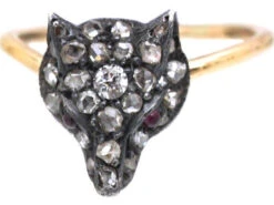 Edwardian Fox Head Ring Set With Diamonds & Ruby Eyes -Antique Jewellery Company DSC02067