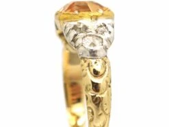 Georgian 18ct Gold, Topaz & Old Mine Cut Diamond Ring -Antique Jewellery Company DSC02069 scaled 1
