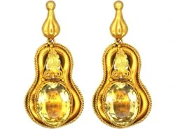 Victorian Silver Gilt & Citrine Drop Earrings