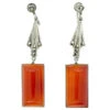 Art Deco Silver, Carnelian & Marcasite Drop Earrings -Antique Jewellery Company DSC02085