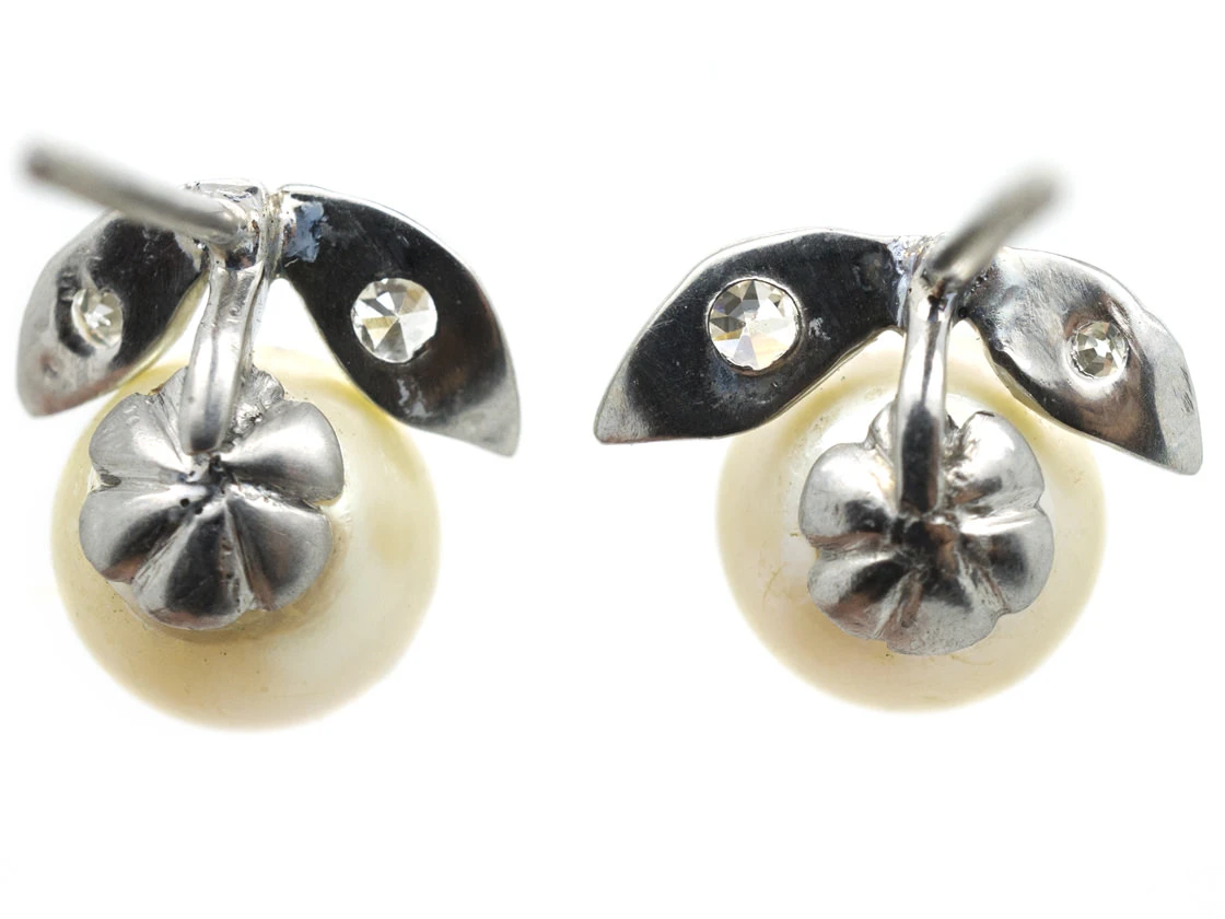 18ct White Gold, Diamond & Pearl Earrings 4 18ct White Gold, Diamond & Pearl Earrings - Image 2