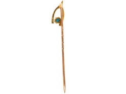 Edwardian 15ct Gold Wishbone Tie Pin Set With Turquoise -Antique Jewellery Company DSC02110