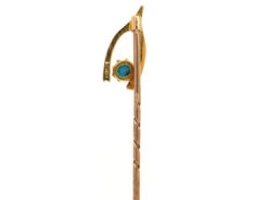 Edwardian 15ct Gold Wishbone Tie Pin Set With Turquoise -Antique Jewellery Company DSC02112 1