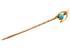 Edwardian 15ct Gold Wishbone Tie Pin Set With Turquoise -Antique Jewellery Company DSC02118