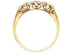 Edwardian 18ct Gold Carved Half Hoop Three Stone Diamond Ring 9 Edwardian 18ct Gold Carved Half Hoop Three Stone Diamond Ring -Antique Jewellery Company DSC02135
