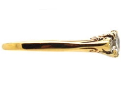 Edwardian 18ct Gold Carved Half Hoop Three Stone Diamond Ring 11 Edwardian 18ct Gold Carved Half Hoop Three Stone Diamond Ring -Antique Jewellery Company DSC02143