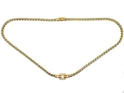Vintage Cartier 18ct Two Colour Gold & Steel Necklace Set With Diamonds