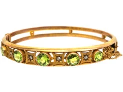 Edwardian 9ct Gold Bangle Set With Peridots & Diamonds -Antique Jewellery Company DSC02203