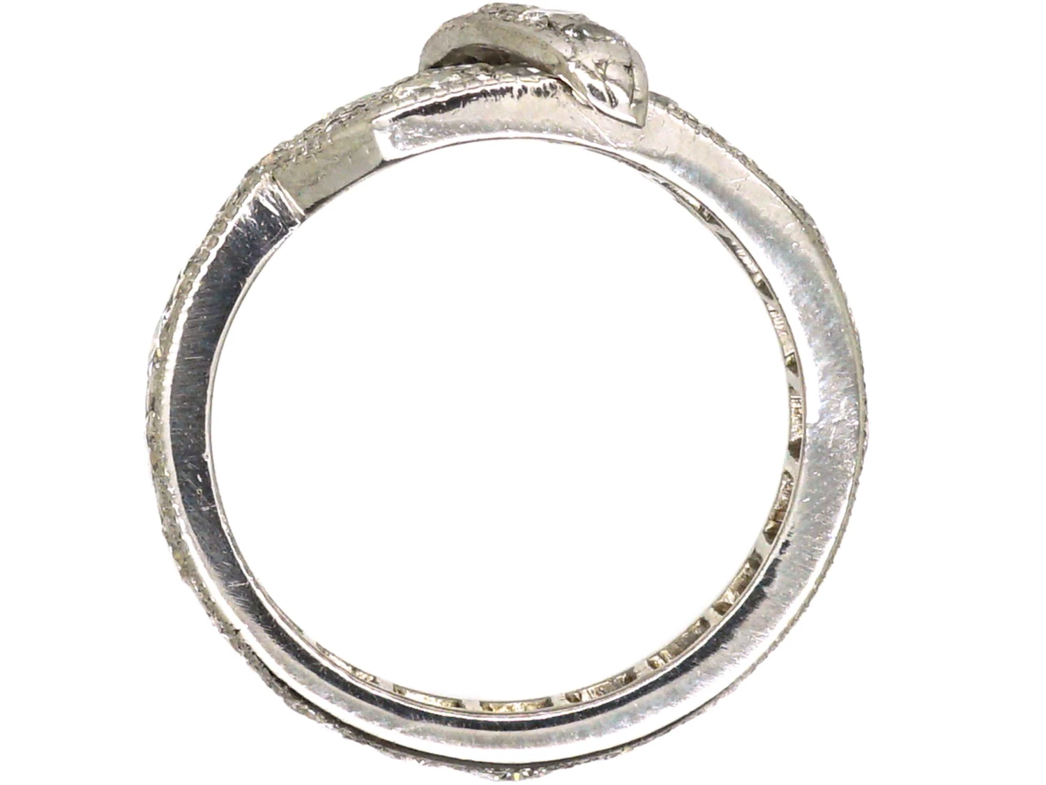 Art Deco Platinum & Diamond Crossover Ring With Buckle Detail 5 Art Deco Platinum & Diamond Crossover Ring With Buckle Detail - Image 3