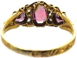 Victorian 15ct Gold Ring Set With A Garnet, Two Heart Shaped Garnets & Diamonds -Antique Jewellery Company DSC02235