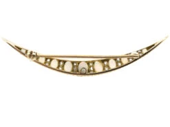 Victorian 18ct Gold Opal & Diamond Crescent Brooch 5 Victorian 18ct Gold Opal & Diamond Crescent Brooch -Antique Jewellery Company DSC02270