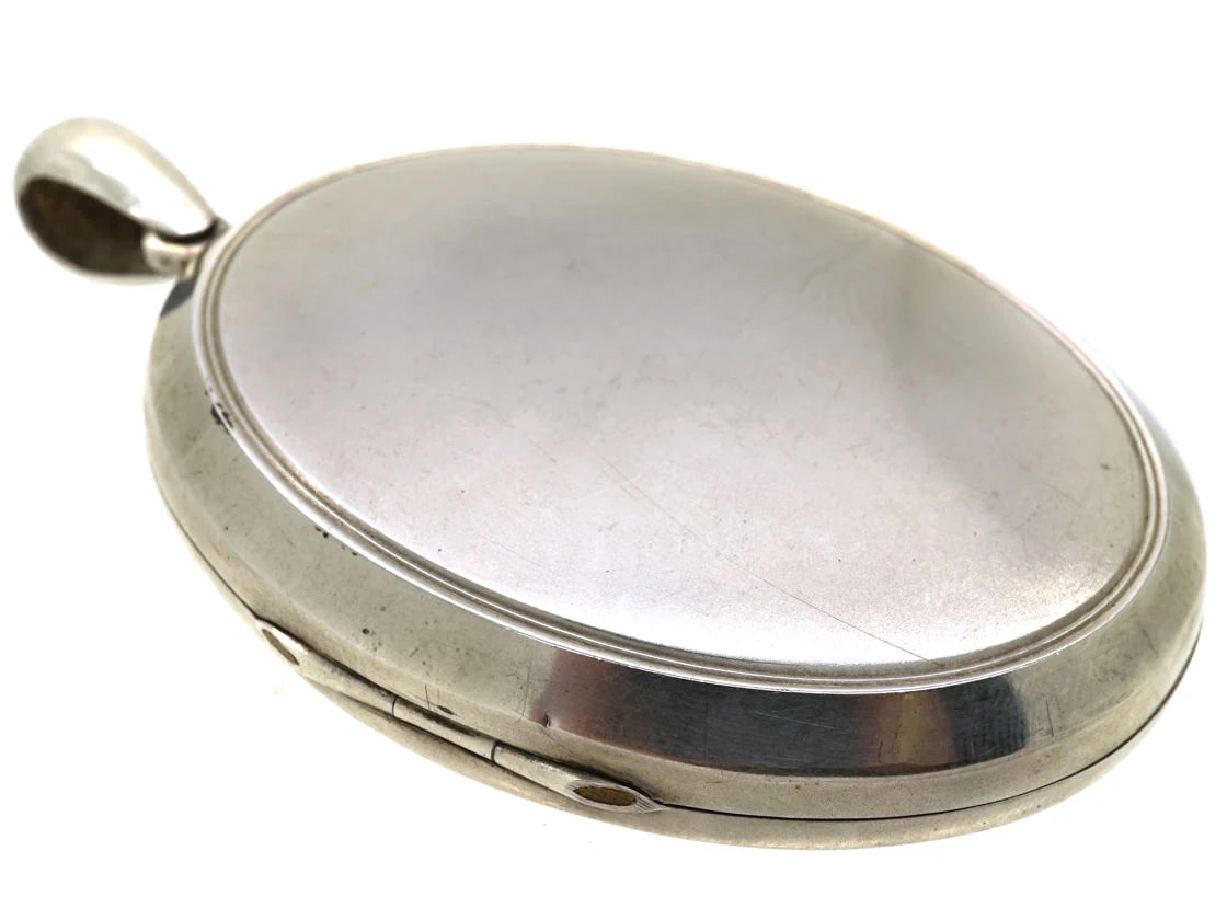 Victorian Large Oval Silver Plain Locket 4 Victorian Large Oval Silver Plain Locket - Image 2