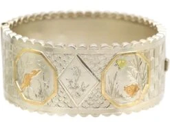 Victorian Silver & Gold Overlay Bangle In Aesthetic Style 9 Victorian Silver & Gold Overlay Bangle In Aesthetic Style -Antique Jewellery Company DSC02275 scaled 1