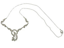 Art Deco Silver & Marcasite Circle & Wave Necklace -Antique Jewellery Company DSC02289 1