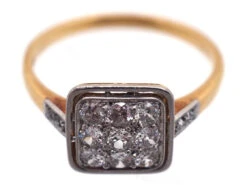 Art Deco 18ct Gold & Platinum Diamond Set Square Ring 12 Art Deco 18ct Gold & Platinum Diamond Set Square Ring -Antique Jewellery Company DSC02292