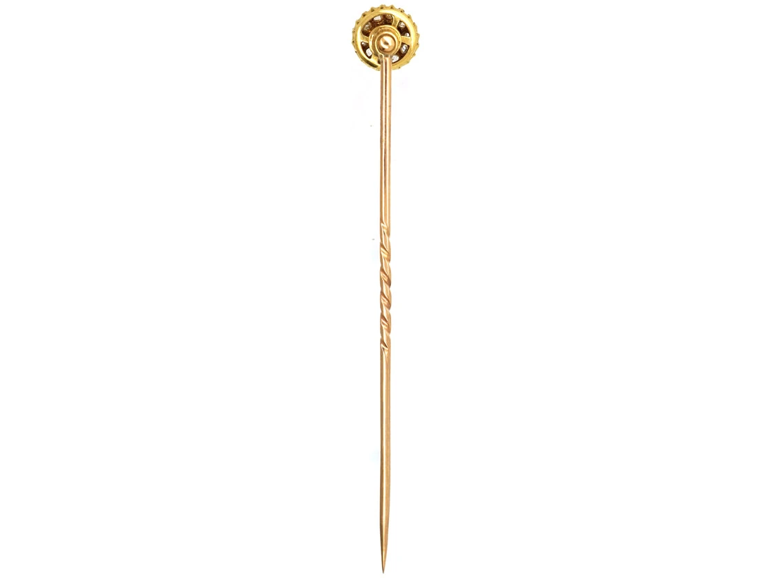 Edwardian 18ct Gold Ruby & Diamond Cluster Stick Pin 7 Edwardian 18ct Gold Ruby & Diamond Cluster Stick Pin - Image 5