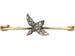 Edwardian Rose Diamond & Ruby Duck Brooch