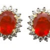 Fire Opal & Diamond Earrings