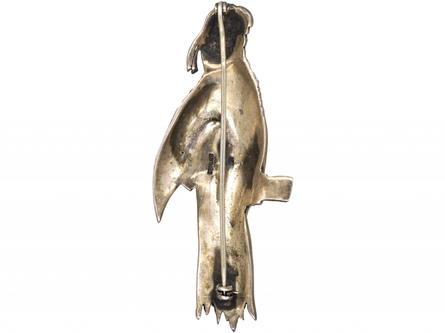 Art Deco Large Silver, Enamel & Coloured Paste Brooch Of A Parrot 4 Art Deco Large Silver, Enamel & Coloured Paste Brooch Of A Parrot - Image 2