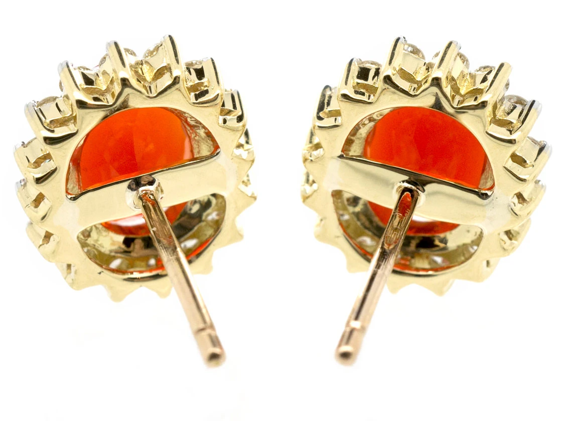 Fire Opal & Diamond Earrings 6 Fire Opal & Diamond Earrings - Image 4