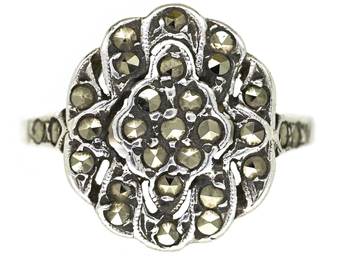 Silver & Marcasite Cluster Ring 3 Silver & Marcasite Cluster Ring