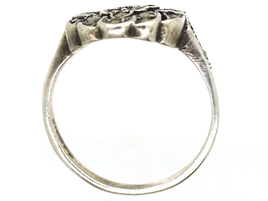 Silver & Marcasite Cluster Ring 8 Silver & Marcasite Cluster Ring - Image 6