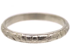 Early 20th Century Platinum Wedding Ring With Orange Blossom & Laurel Leaf Detail 13 Early 20th Century Platinum Wedding Ring With Orange Blossom & Laurel Leaf Detail -Antique Jewellery Company DSC02316 1