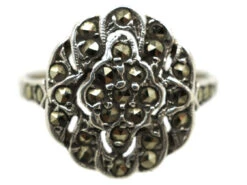 Silver & Marcasite Cluster Ring 15 Silver & Marcasite Cluster Ring -Antique Jewellery Company DSC02316