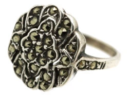 Silver & Marcasite Cluster Ring 19 Silver & Marcasite Cluster Ring -Antique Jewellery Company DSC02317