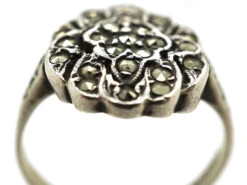 Silver & Marcasite Cluster Ring 13 Silver & Marcasite Cluster Ring -Antique Jewellery Company DSC02321