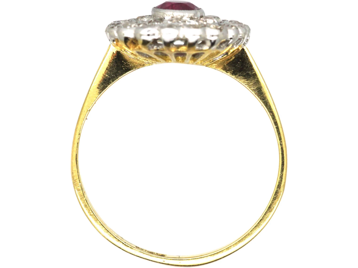 1950s 18ct Gold & Platinum, Ruby & Diamond Cluster Ring 5 1950s 18ct Gold & Platinum, Ruby & Diamond Cluster Ring - Image 3