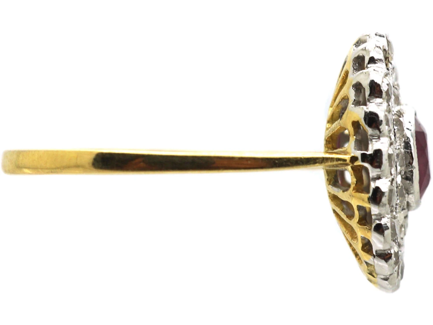 1950s 18ct Gold & Platinum, Ruby & Diamond Cluster Ring 7 1950s 18ct Gold & Platinum, Ruby & Diamond Cluster Ring - Image 5