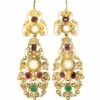 Georgian 15ct Gold, Emerald, Ruby & Natural Split Pearl Drop Earrings 1 Georgian 15ct Gold, Emerald, Ruby & Natural Split Pearl Drop Earrings -Antique Jewellery Company DSC02358 scaled 1