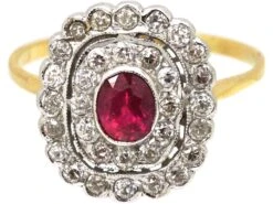 1950s 18ct Gold & Platinum, Ruby & Diamond Cluster Ring 15 1950s 18ct Gold & Platinum, Ruby & Diamond Cluster Ring -Antique Jewellery Company DSC02360 scaled 1