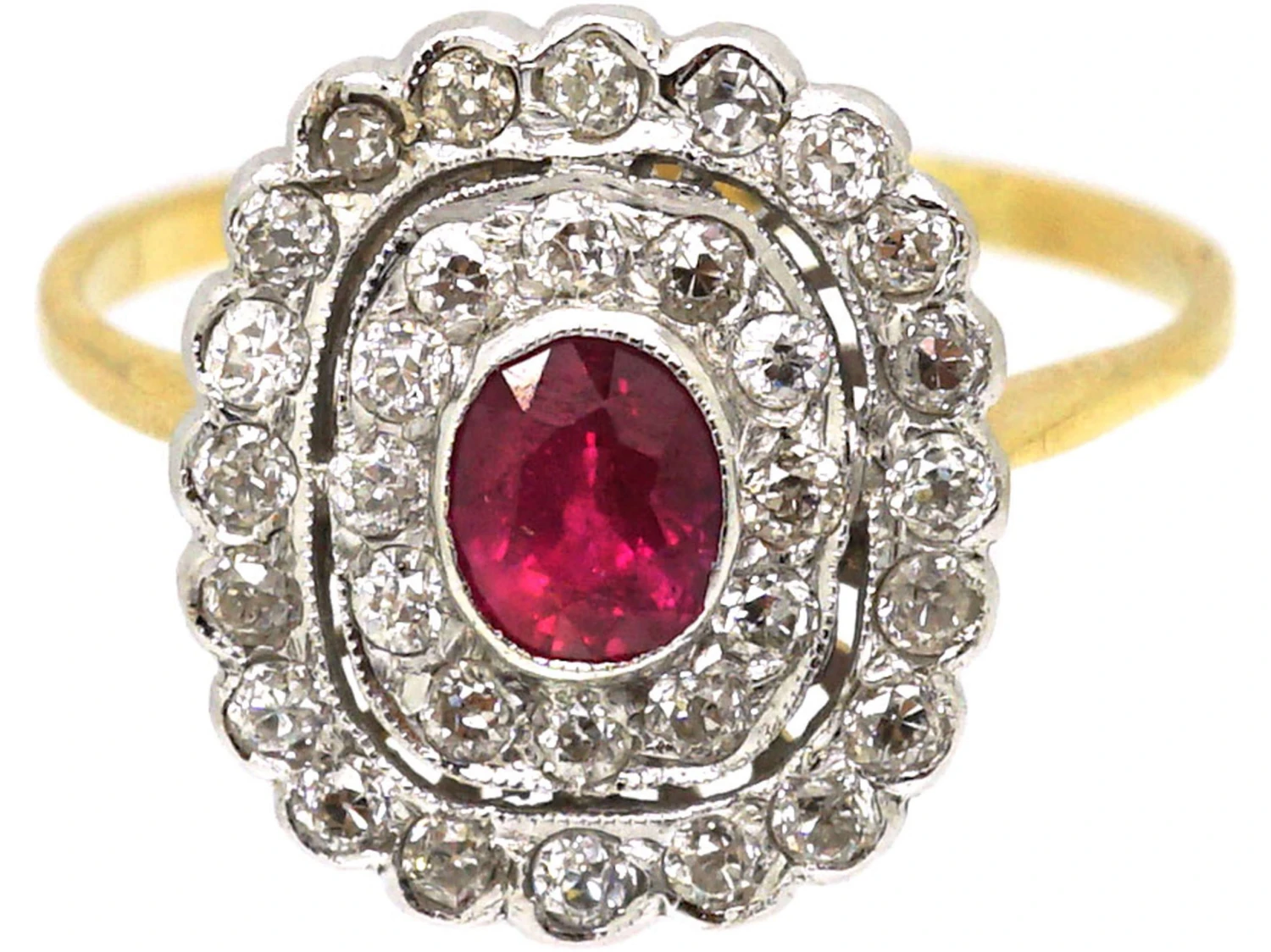 1950s 18ct Gold & Platinum, Ruby & Diamond Cluster Ring 9 1950s 18ct Gold & Platinum, Ruby & Diamond Cluster Ring - Image 7